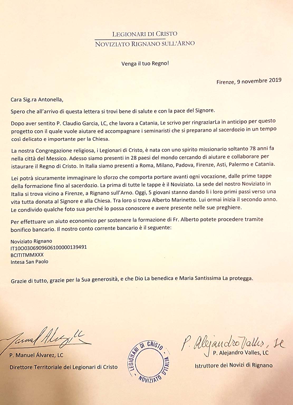 2019 lettera